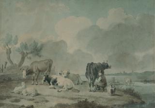 Jan Baptist Kobell II. - Hirte mit Kühen und Schafen.