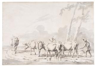 Jan Baptist Kobell - Herdsman with cows