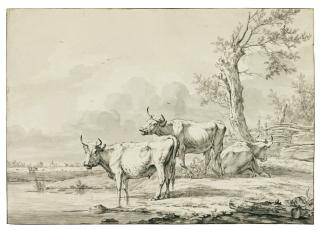 Jan Baptist Kobell - Resting cattle by a stream