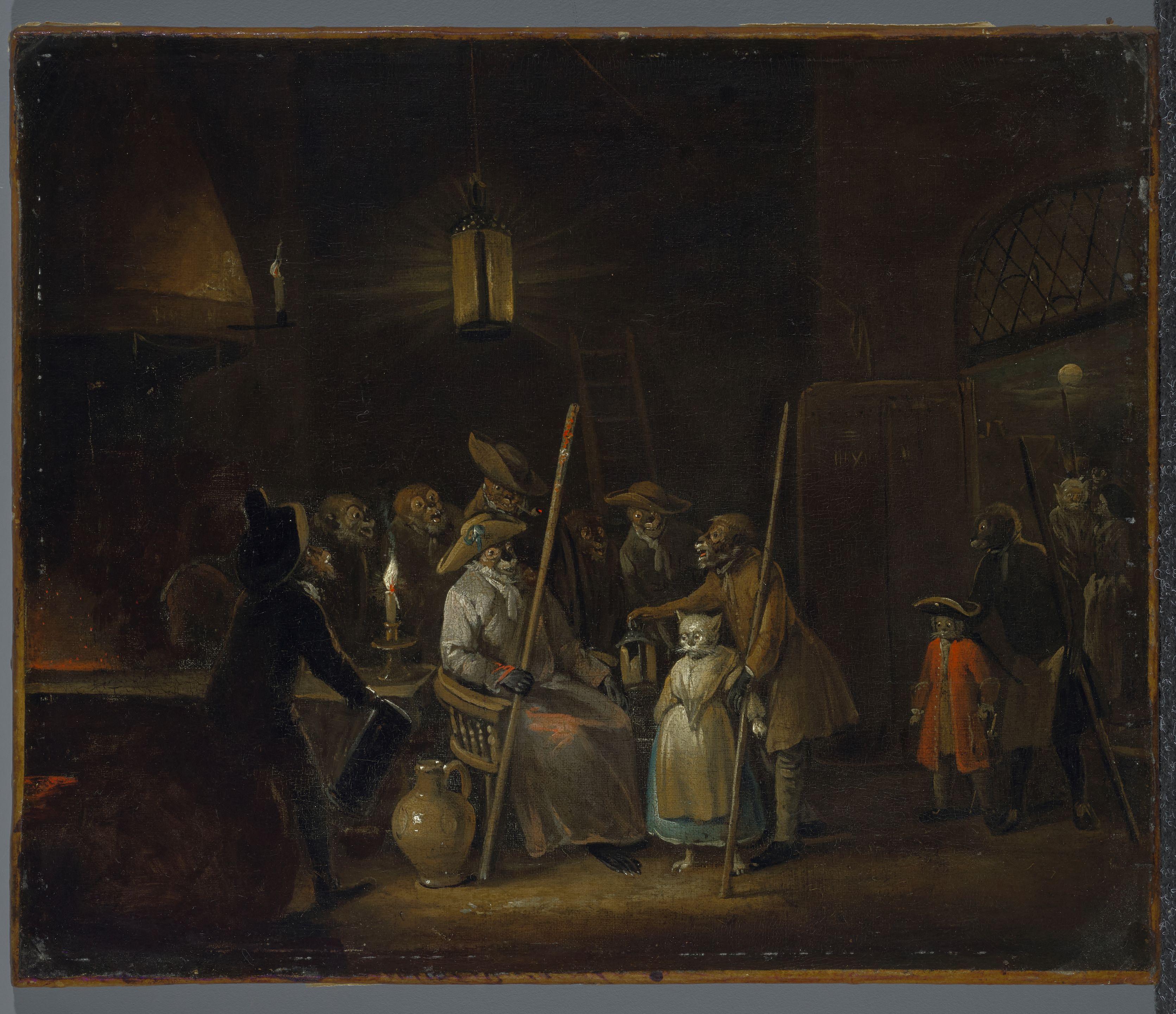 Jan Baptist Lambrechts - A cat judged by monkeys