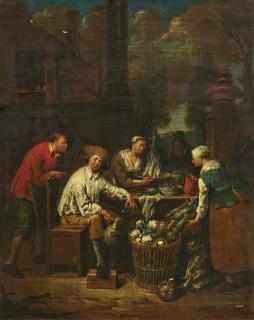 Jan Baptist Lambrechts - Marktstand mit Gemüsehändlern.