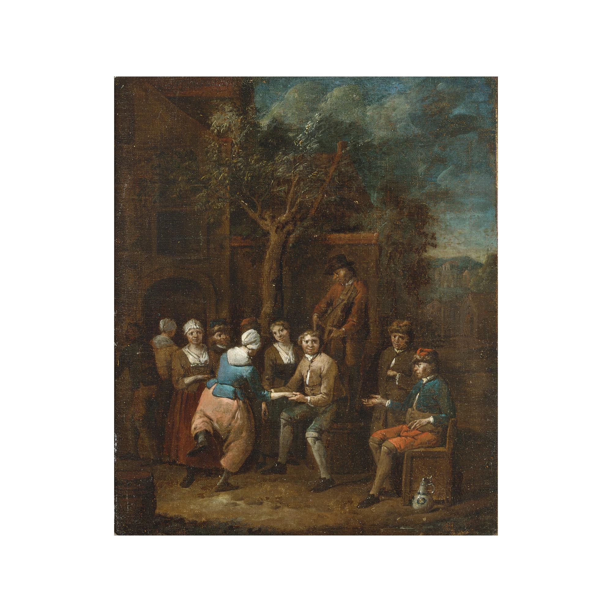 Jan Baptist Lambrechts - Peasants Making Merry Outside A Tavern