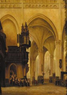 Jan Baptist Tetar Van Elven - A church interior with figures