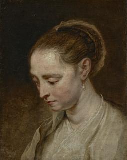 Jan Boeckhorst - Head study of a young woman with a pearl earring
