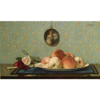 Jan Bogaerts - Dutch a Still Life With Peaches And Roses