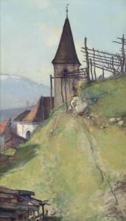 Jan Bogaerts - Picking Berries By A Mountain Church