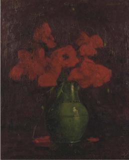 Jan Bogaerts - Red poppies in a vase