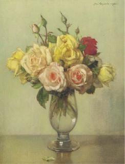 Jan Bogaerts - Roses in a glass vase