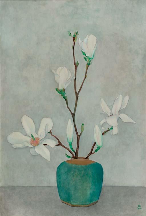 Jan Boon - Magnolias in a blue jar