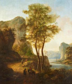 Jan Both - Gebirgslandschaft mit Reisenden am Fluss