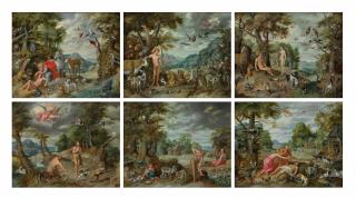 Jan Breughel II - The story of Adam and Eve: The Creation of Adam; Adam Naming the Animals; The Temptation of Adam; The Expulsion from Paradise; Adam at Work in the Field; and The Death of Abel