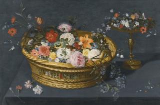 Jan Breughel The Younger - Still Life With A Gilt Tazza And A Basket Filled With Flowers