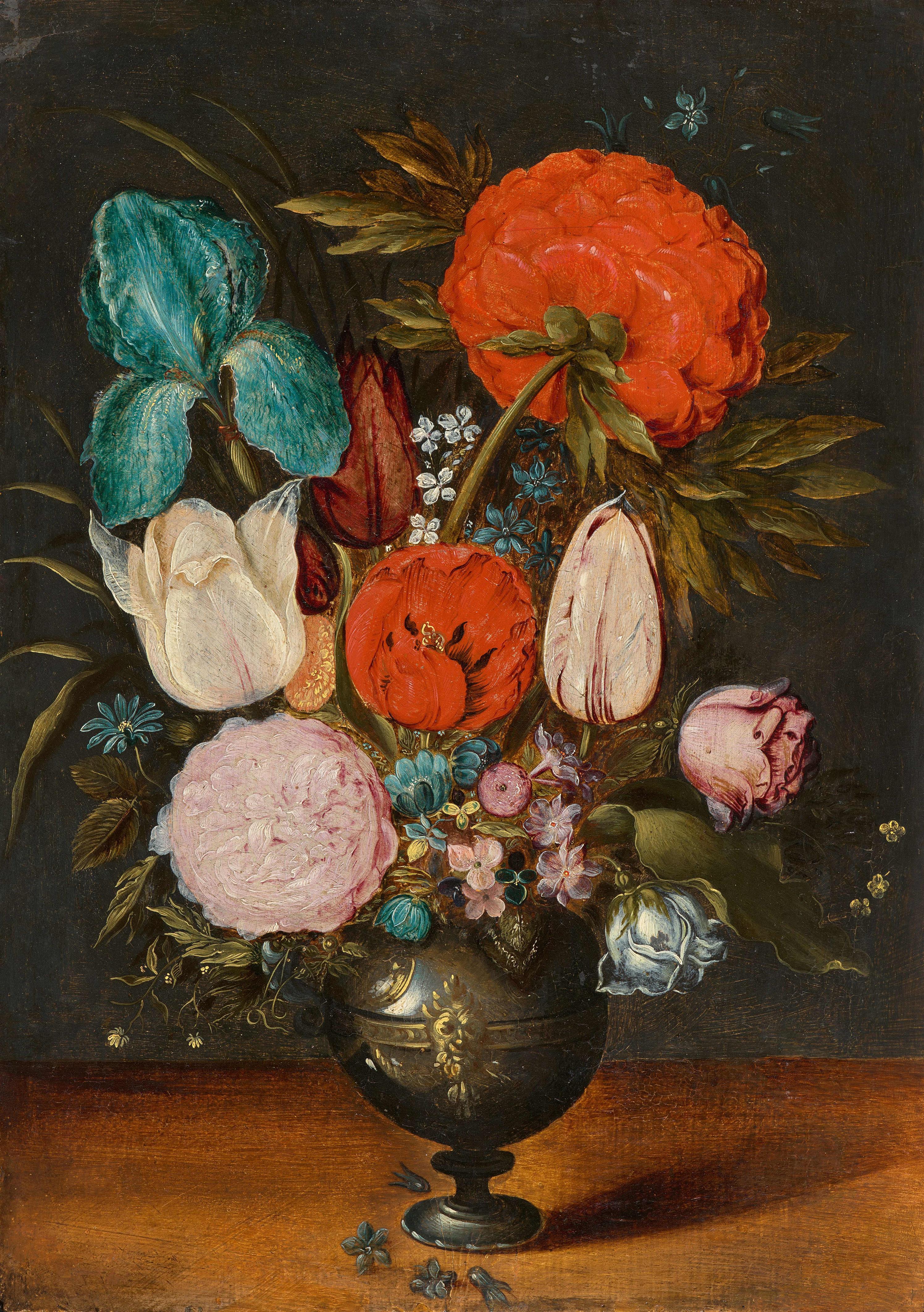 Jan Brueghel d. J. - Tulpen, Iris, Rosen und Päonie in einer Vase