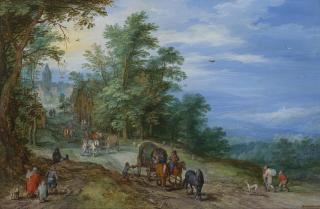 Jan Brueghel I - Summer landscape with tilt-carts