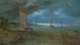 Jan Brueghel II - A view of the Scheldt with Antwerp beyond
