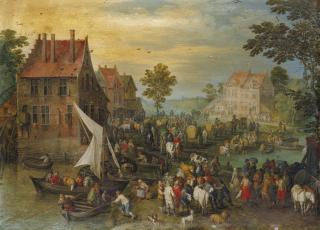Jan Brueghel L\'Ancien - Un marché au village