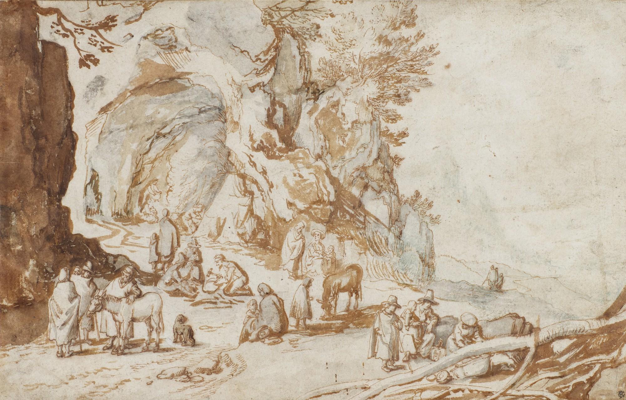 Jan Brueghel the Elder - Mountainous Landscape with Travellers