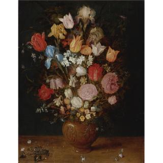 Jan Brueghel the Elder - Still Life With Tulips, Irises, Narcissi And Fritillaria In A Clay Vase
