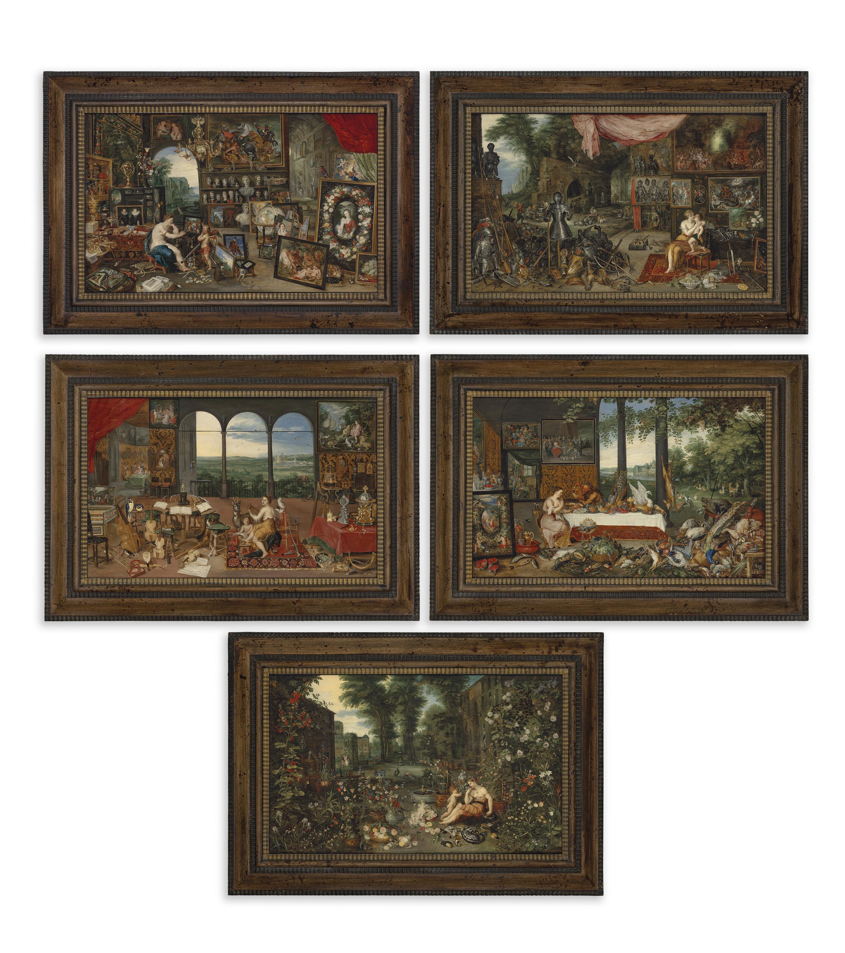 Jan Brueghel The Younger - The Five Senses: Sight, Touch, Hearing, Taste and Smell