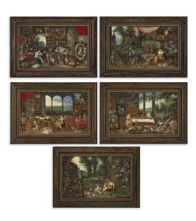 Jan Brueghel The Younger - The Five Senses: Sight, Touch, Hearing, Taste and Smell