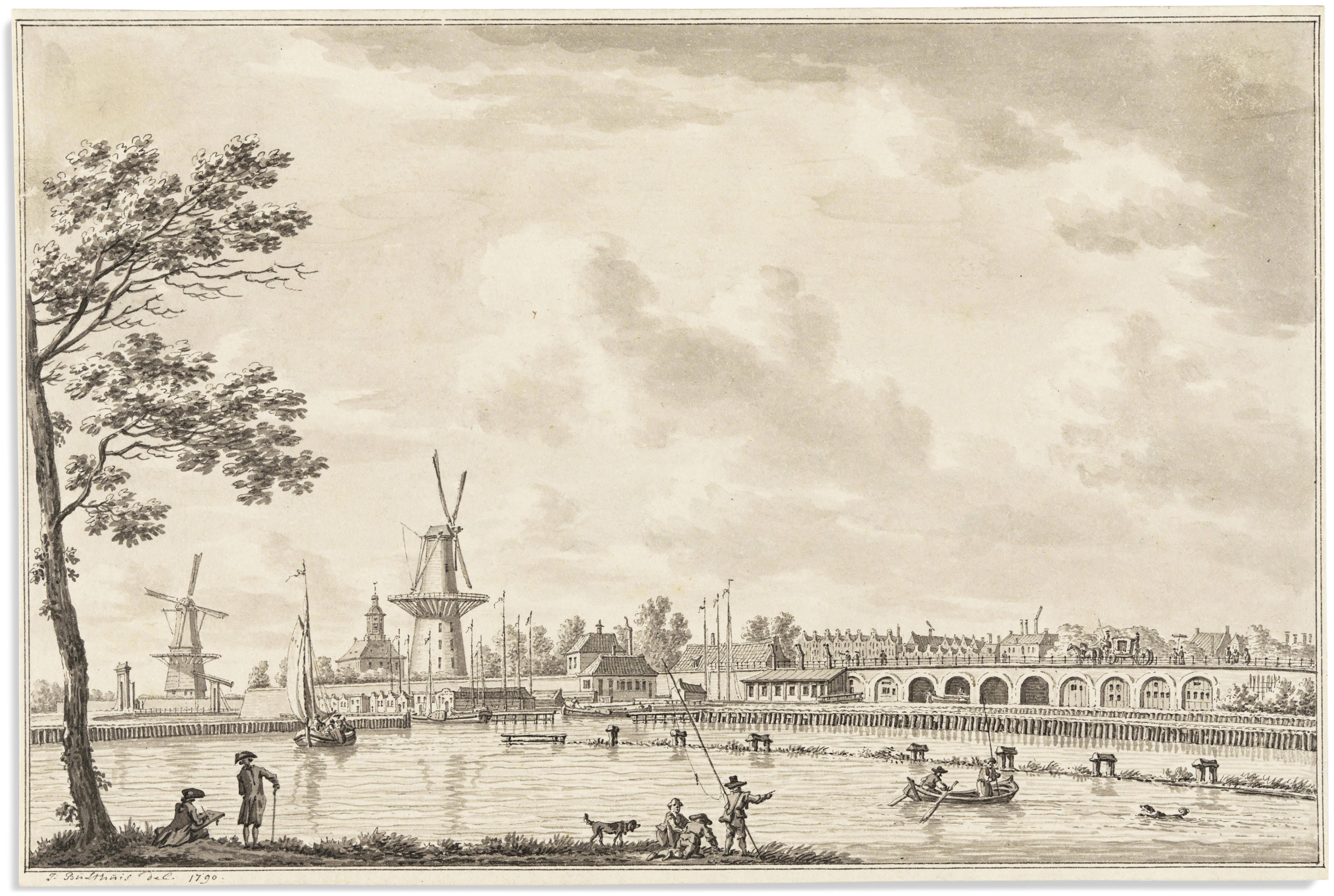Jan Bulthuis - View of the Hoogesluis on the Buitenamstel