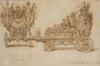 Jan Claudius De Cock - Projet Pour Un Char Mené Par Le Dieu Fleuve Avec Des Allégories Dont La Prudence Et La Sagesse