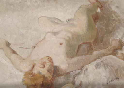 Jan Cossaar - Reclining female nude