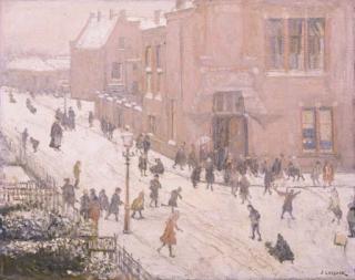 Jan Cossaar - Sneeuwpret na schooltijd - Playing in the snow after school
