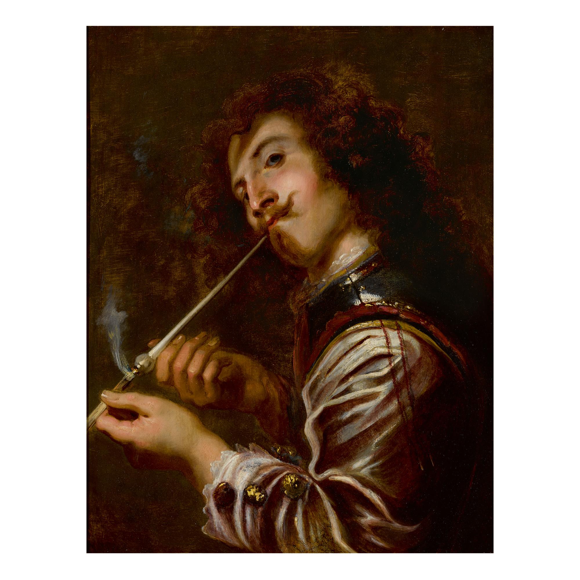 Jan Cossiers - A Soldier Smoking A Pipe
