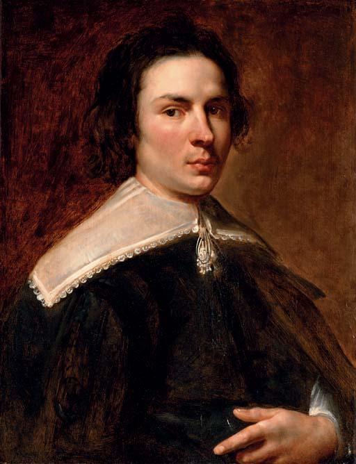 Jan Cossiers - Portrait of a gentleman, half-length, in a black coat and lace collar