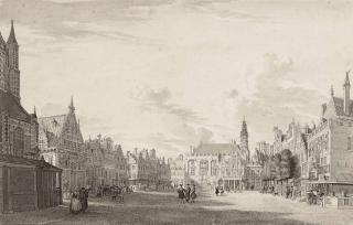 Jan De Beijer - A view of the Grote Markt, Haarlem, with the Town Hall in the background