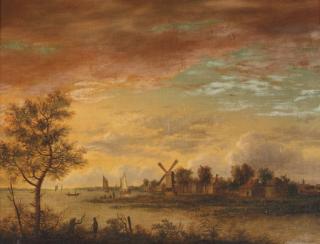 Jan de Beijer - An Extensive River Landscape With A Windmill