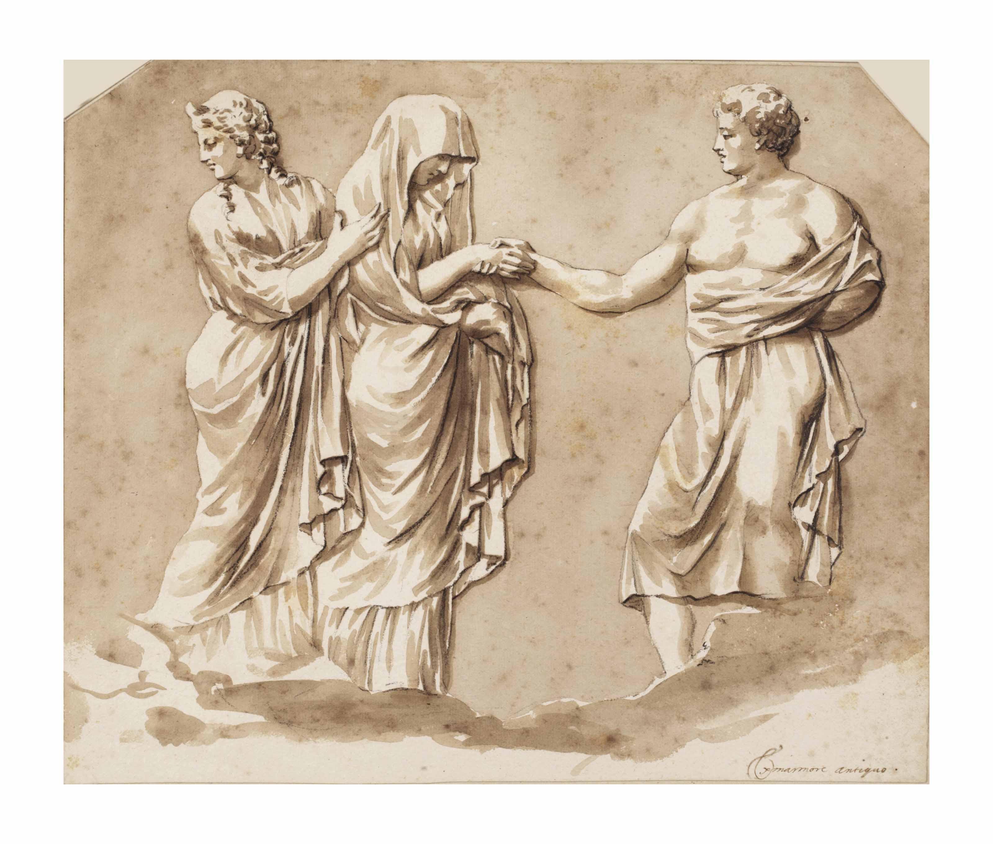 Jan De Bisschop - A relief after the antique: A marriage scene