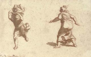 Jan de Bisschop - A Running Figure With Flying Draperies, And A Female Figure Seen From Behind