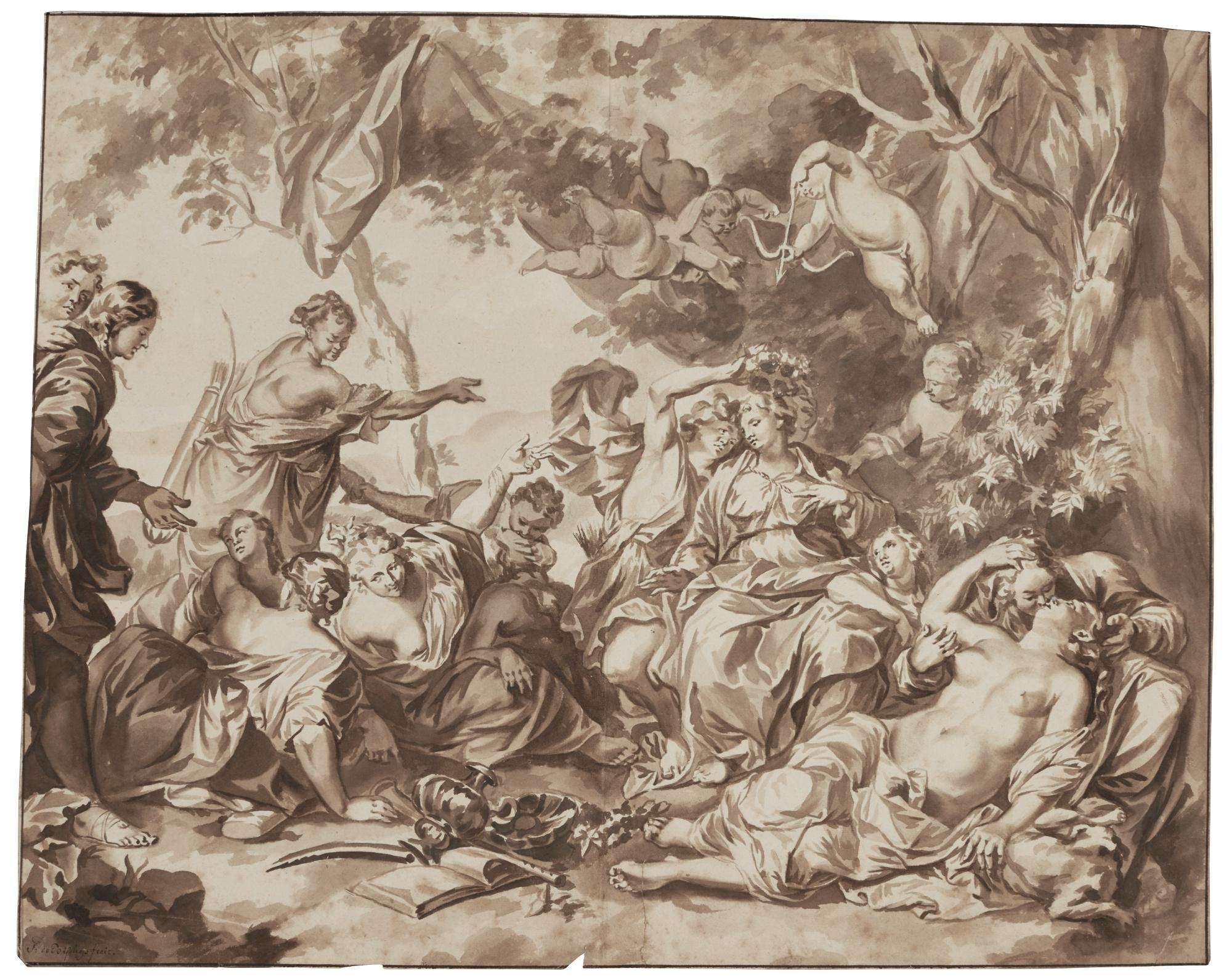 Jan de Bisschop - Amaryllis And Mirtillo After Sir Anthony Van Dyck