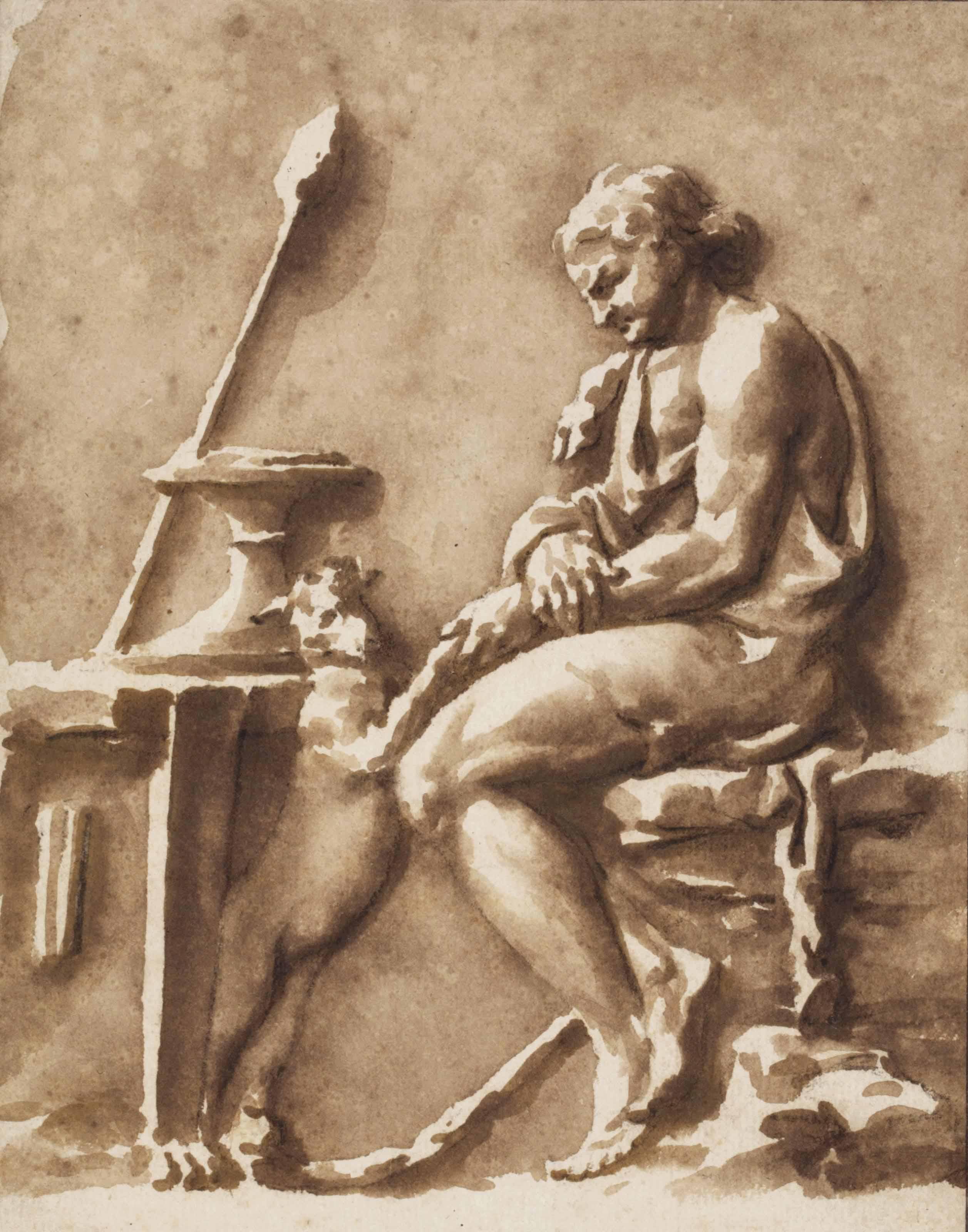 Jan De Bisschop - Copy of an antique bas-relief: Dionysus seated by a table