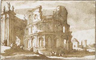 Jan de Bisschop - Figures by a ruined Roman building