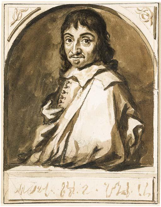 Jan De Bisschop - Portrait Of René Descartes, Bust-Length And Leaning On A Ledge, In A Fictive Arch