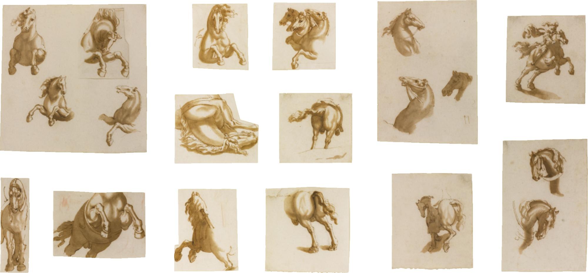 Jan De Bisschop - Sixteen Sheets With Studies Of Horses