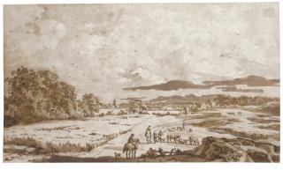 Jan de Bisschop - Travellers And Herders On A Rural Path Near The Hague