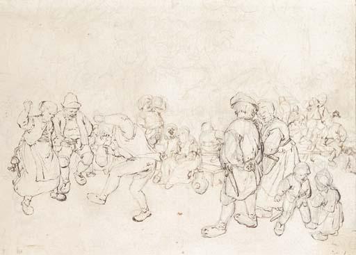 Jan De Groot - Peasants dancing at a village feast