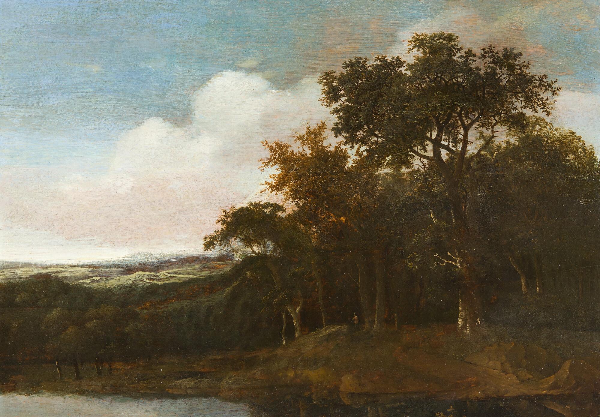 Jan de Lagoor - Haarlemer Landschaft mit einem stillen Wasserlauf im