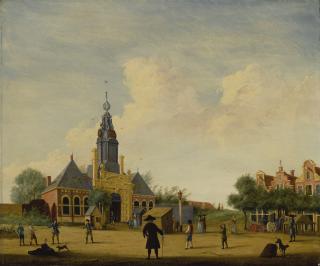 Jan Ekels The Elder - A View Of Amsterdam With Young Boys At Play Near The Haarlemmerpoort
