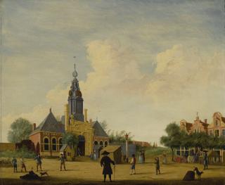 Jan Ekels The Elder - A View Of Amsterdam With Young Boys At Play Near The Haarlemmerpoort