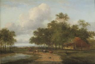 Jan Evert Morel II - A cowherd watering his cattle