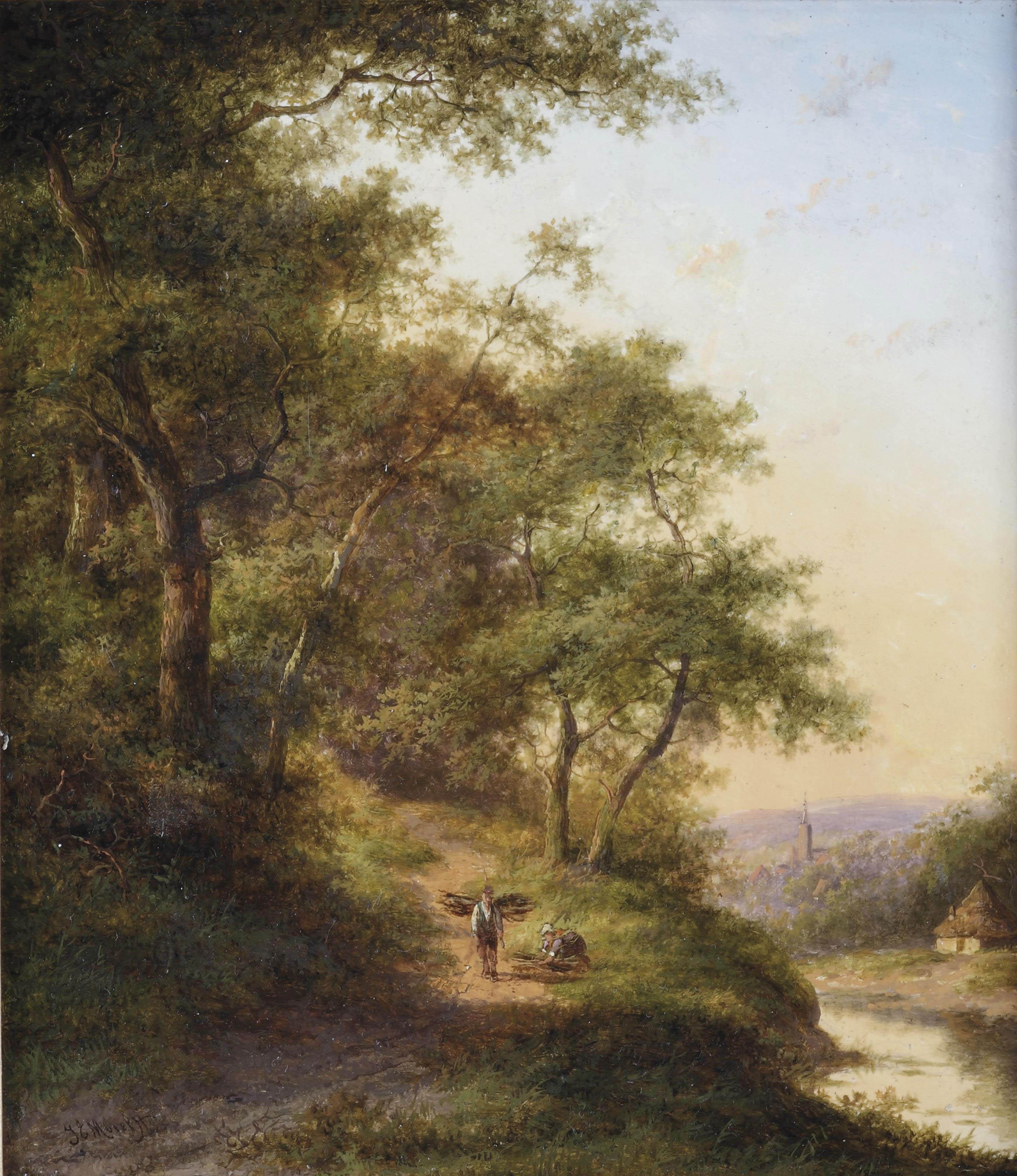 Jan Evert Morel II - The wood gatherers near a river