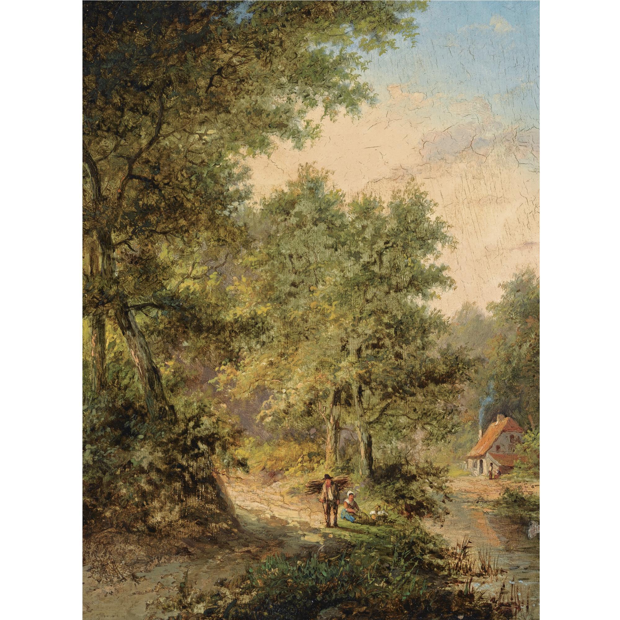 Jan Evert Morel - Dutch Travellers On A Forest Path