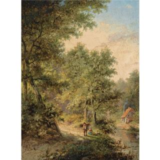 Jan Evert Morel - Dutch Travellers On A Forest Path