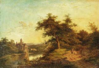 Jan Evert Morel - The walk home; and Cattle watering at a stream