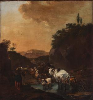 Jan Frans Soolmaker - Shepherd with Sheep, Cows and Goats in a Landscape
